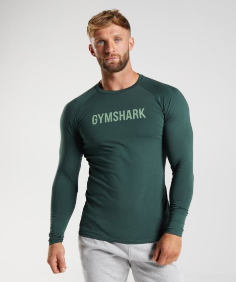 Men's Gymshark Apollo Long Sleeve T-Shirts Green | CA 0N178A